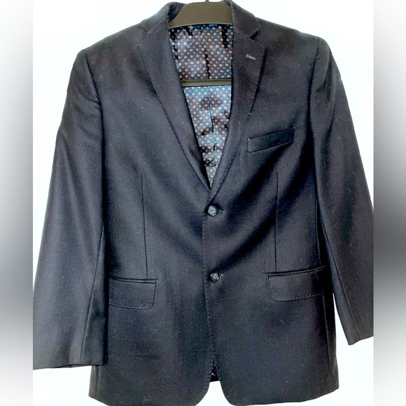 Boys two piece Navy suit by Tallia- size 16R and 28”W pants. Like New